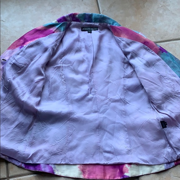 Lafayette 148 Linen & Silk Watercolor Blazer 6 - Picture 4 of 8